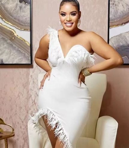 Luxe Feathered Elegance Dress by Fatou Wear B